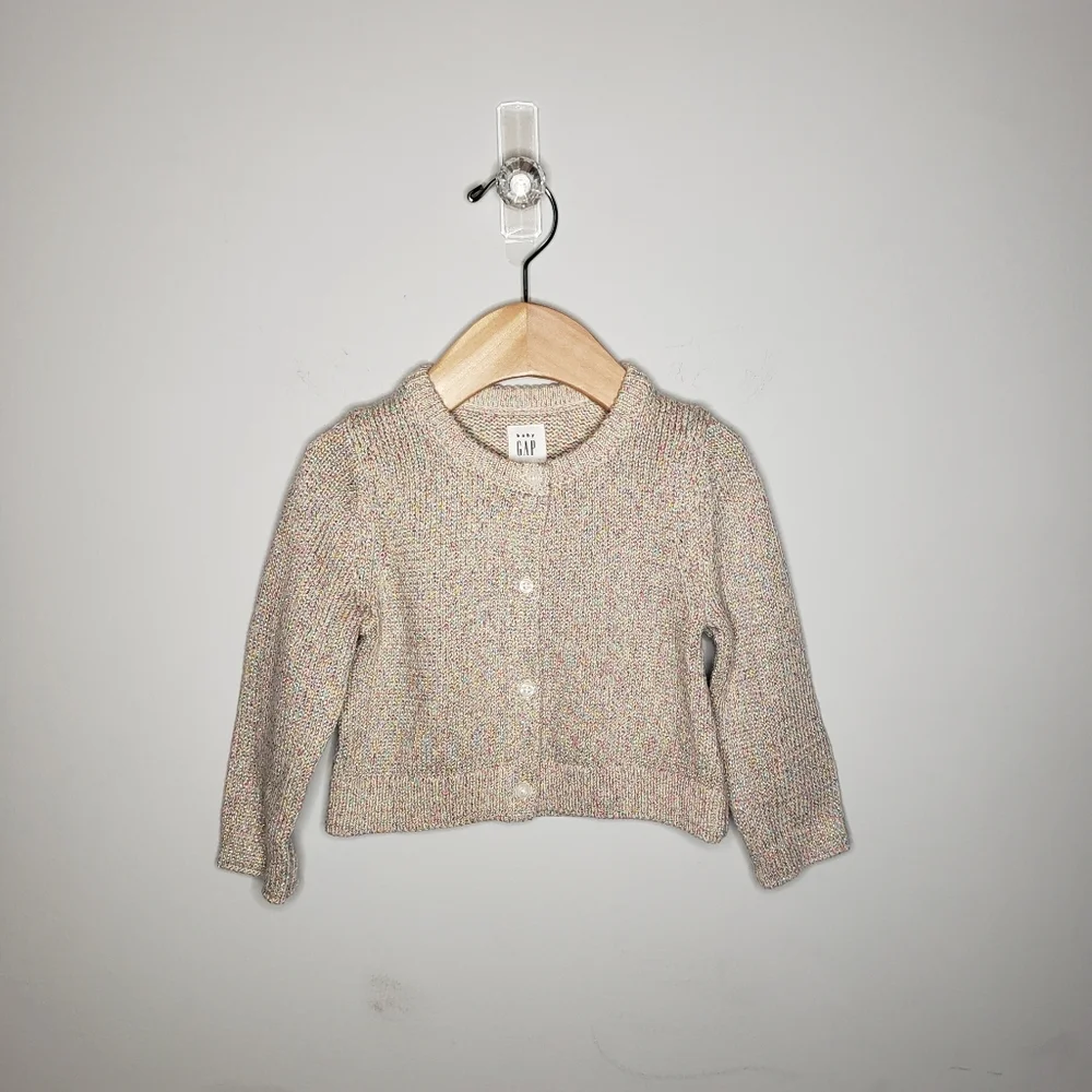 NWT Baby Gap 6-12m Baby Girl Rainbow Metallic Strand Cardigan Sweater